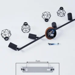 hofstein Plafonnier Baripada Bois foncé, Noir, 4 lumières