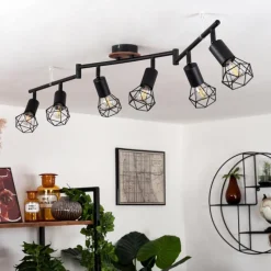 Lampes Vintages & Rétros-hofstein Plafonnier Baripada Brun, Noir, 6 lumières