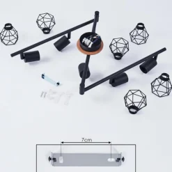 Lampes Vintages & Rétros-hofstein Plafonnier Baripada Brun, Noir, 6 lumières