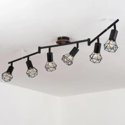 Lampes Vintages & Rétros-hofstein Plafonnier Baripada Brun, Noir, 6 lumières