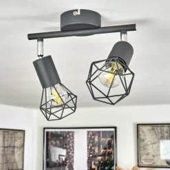 hofstein Plafonnier Baripada Chrome, Gris, 2 lumières