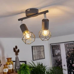 hofstein Plafonnier Baripada Chrome, Gris, 2 lumières