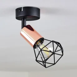 Lampes Vintages & Rétros-hofstein Plafonnier Baripada Cuivre, Noir, 1 lumière