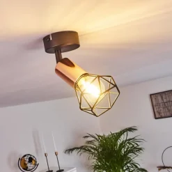 Lampes Vintages & Rétros-hofstein Plafonnier Baripada Cuivre, Noir, 1 lumière