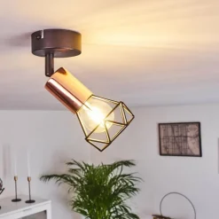 Lampes Vintages & Rétros-hofstein Plafonnier Baripada Cuivre, Noir, 1 lumière