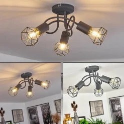 hofstein Plafonnier Baripada Gris, 3 lumières