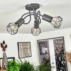 hofstein Plafonnier Baripada Gris, 3 lumières