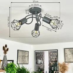 hofstein Plafonnier Baripada Gris, 3 lumières