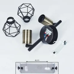 hofstein Plafonnier Baripada Laiton, Noir, 2 lumières