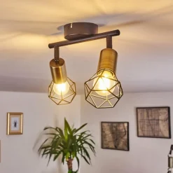 hofstein Plafonnier Baripada Laiton, Noir, 2 lumières