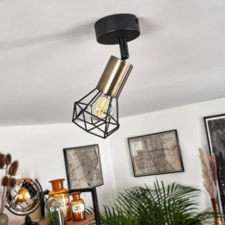 hofstein Plafonnier Baripada Laiton, Noir, 1 lumière