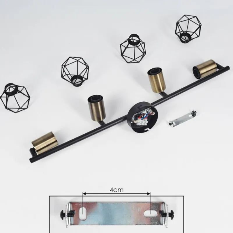 hofstein Plafonnier Baripada Laiton, Noir, 4 lumières