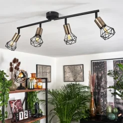 hofstein Plafonnier Baripada Laiton, Noir, 4 lumières