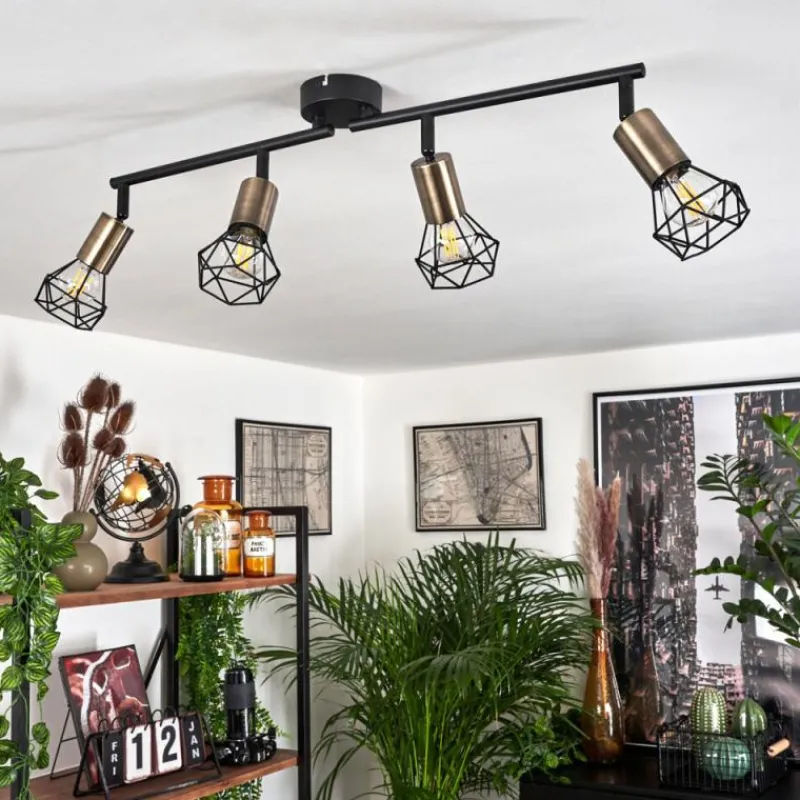 hofstein Plafonnier Baripada Laiton, Noir, 4 lumières