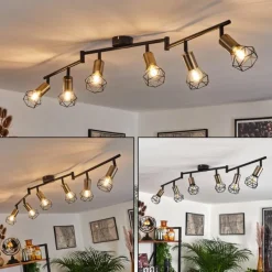 Lampes Vintages & Rétros-hofstein Plafonnier Baripada Laiton, Noir, 6 lumières