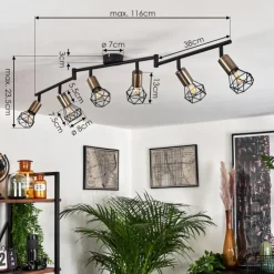 Lampes Vintages & Rétros-hofstein Plafonnier Baripada Laiton, Noir, 6 lumières