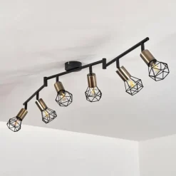 Lampes Vintages & Rétros-hofstein Plafonnier Baripada Laiton, Noir, 6 lumières