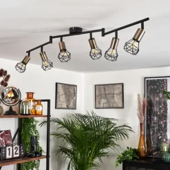 Lampes Vintages & Rétros-hofstein Plafonnier Baripada Laiton, Noir, 6 lumières