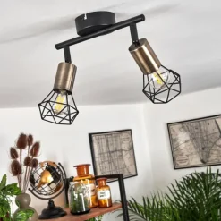 hofstein Plafonnier Baripada Laiton, Noir, 2 lumières