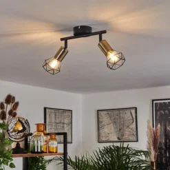 hofstein Plafonnier Baripada Laiton, Noir, 2 lumières