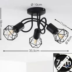 hofstein Plafonnier Baripada Noir, 3 lumières