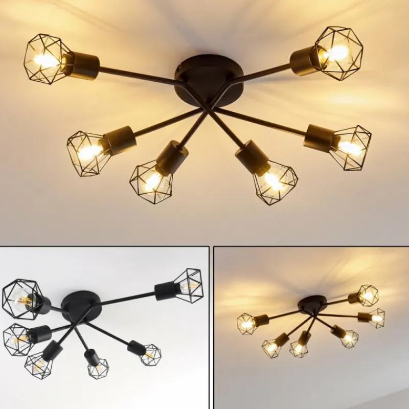 hofstein Plafonnier Baripada Noir, 6 lumières