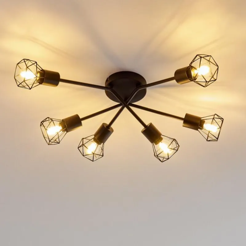 hofstein Plafonnier Baripada Noir, 6 lumières