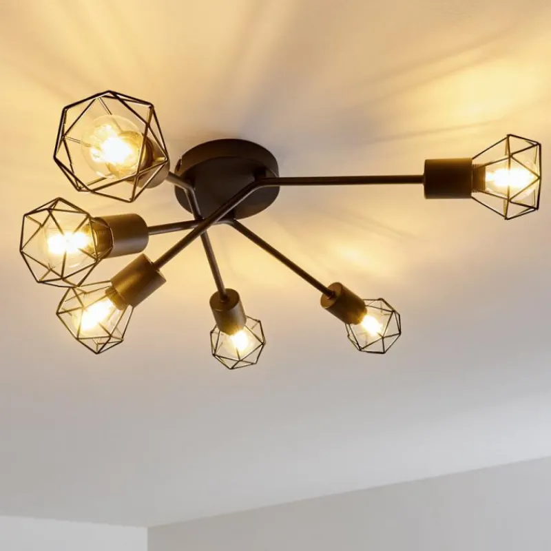 hofstein Plafonnier Baripada Noir, 6 lumières