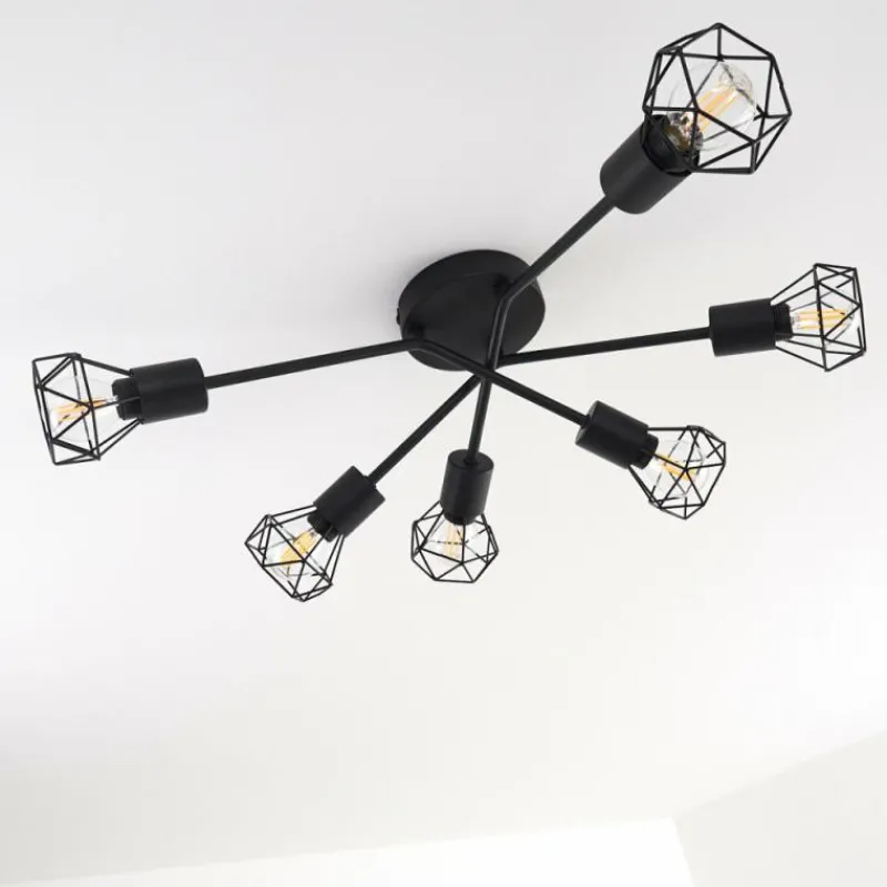 hofstein Plafonnier Baripada Noir, 6 lumières