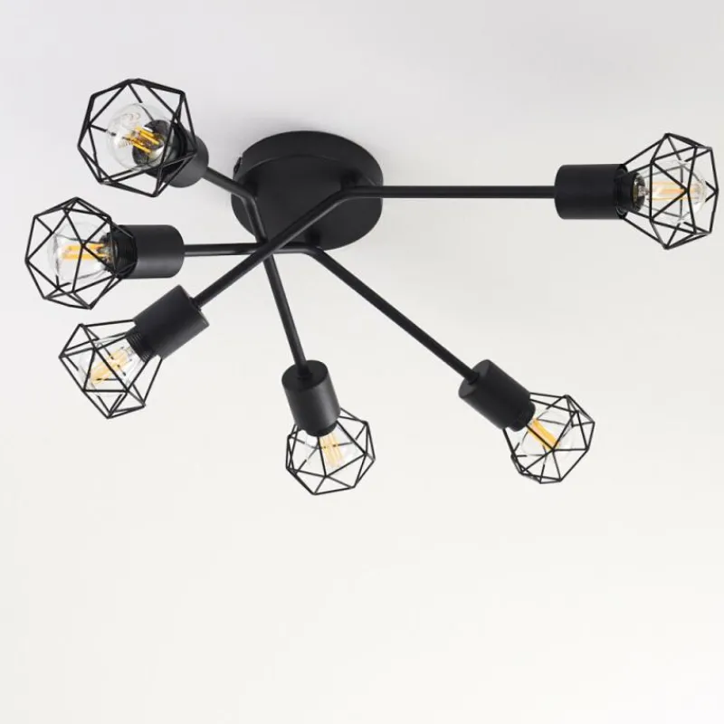 hofstein Plafonnier Baripada Noir, 6 lumières