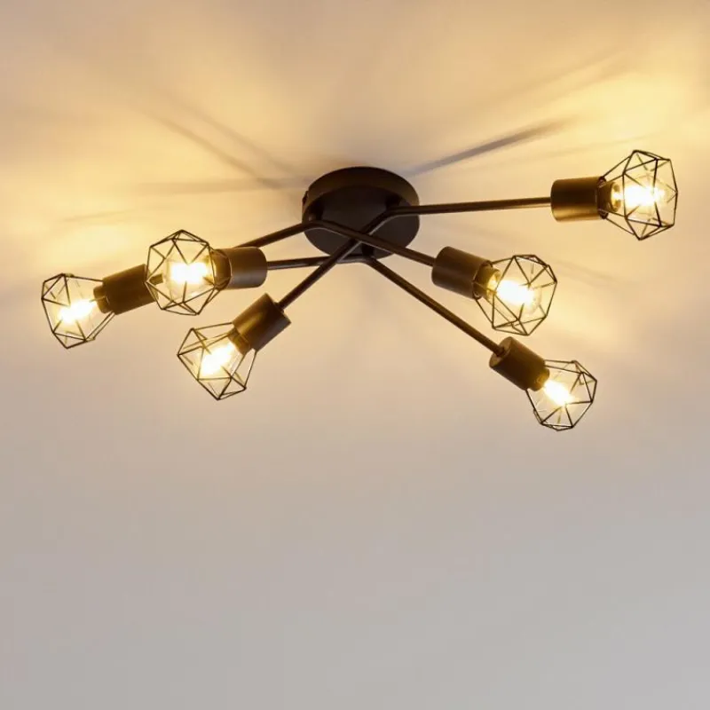 hofstein Plafonnier Baripada Noir, 6 lumières