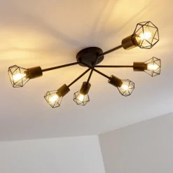 hofstein Plafonnier Baripada Noir, 6 lumières