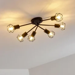 hofstein Plafonnier Baripada Noir, 6 lumières