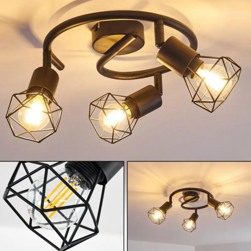 hofstein Plafonnier Baripada Noir, 3 lumières