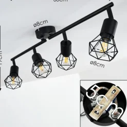 hofstein Plafonnier Baripada Noir, 4 lumières