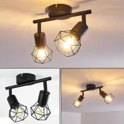 hofstein Plafonnier Baripada Noir, 2 lumières