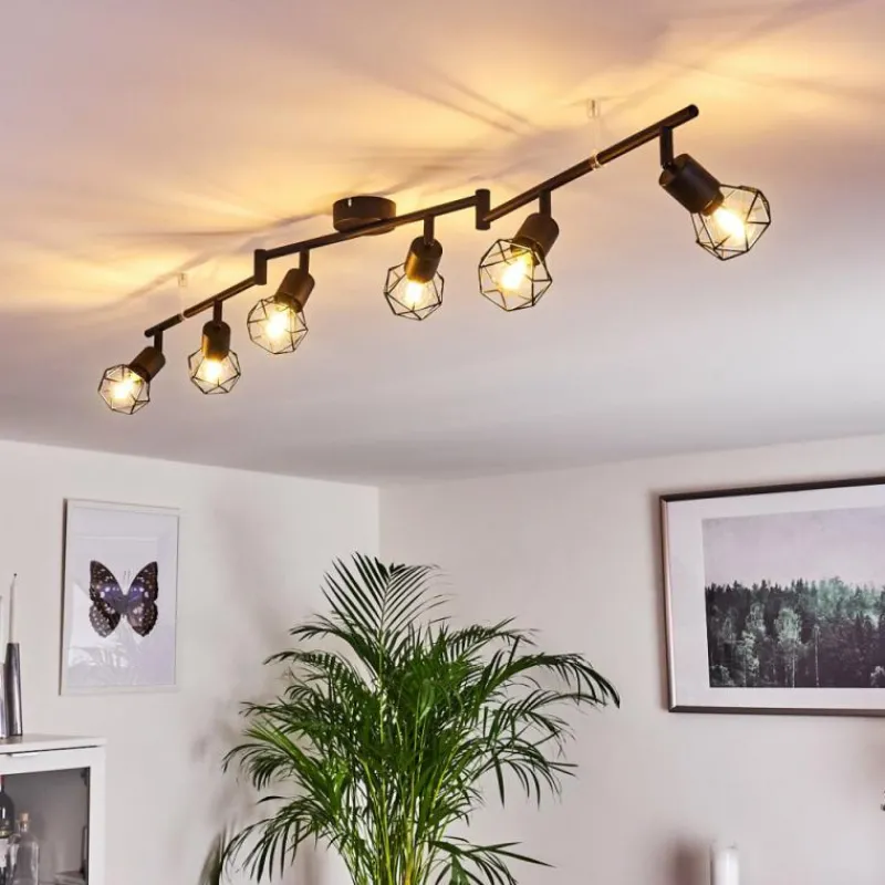 hofstein Plafonnier Baripada Noir, 6 lumières