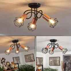 Lampes Vintages & Rétros-hofstein Plafonnier Baripada Noir, 3 lumières