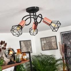 Lampes Vintages & Rétros-hofstein Plafonnier Baripada Noir, 3 lumières