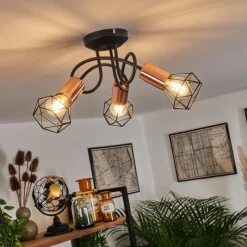 Lampes Vintages & Rétros-hofstein Plafonnier Baripada Noir, 3 lumières