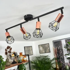 Lampes Vintages & Rétros-hofstein Plafonnier Baripada Noir, 4 lumières