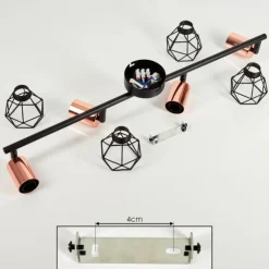 Lampes Vintages & Rétros-hofstein Plafonnier Baripada Noir, 4 lumières