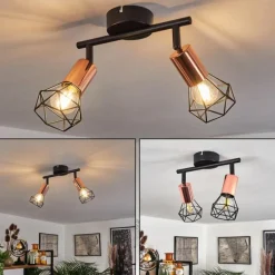 Lampes Vintages & Rétros-hofstein Plafonnier Baripada Noir, 2 lumières