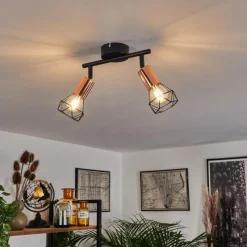 Lampes Vintages & Rétros-hofstein Plafonnier Baripada Noir, 2 lumières