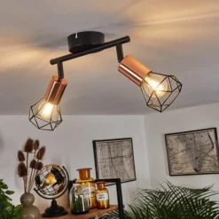 Lampes Vintages & Rétros-hofstein Plafonnier Baripada Noir, 2 lumières