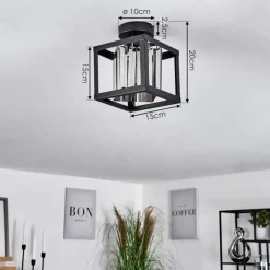 hofstein Plafonnier Barracon Noir, 1 lumière