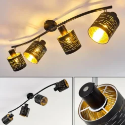 Lampes Dorées-hofstein Plafonnier Bathinda Noir, 4 lumières