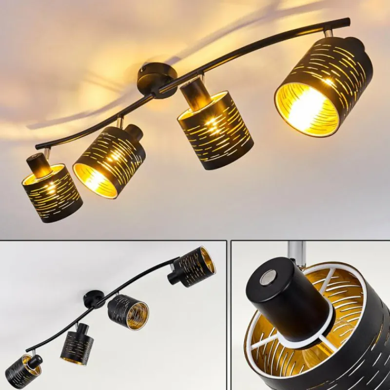 Lampes Dorées-hofstein Plafonnier Bathinda Noir, 4 lumières