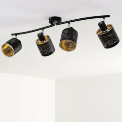 Lampes Dorées-hofstein Plafonnier Bathinda Noir, 4 lumières