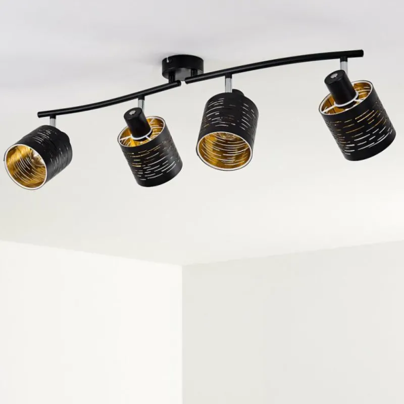 Lampes Dorées-hofstein Plafonnier Bathinda Noir, 4 lumières